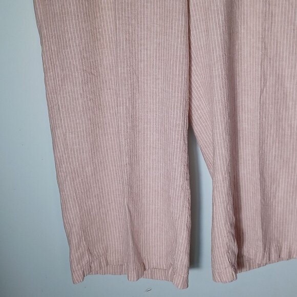 Cupio Wide Leg Pants Womens Large Linen Blend Pink Striped Lagenlook Baggy - Picture 3 of 11